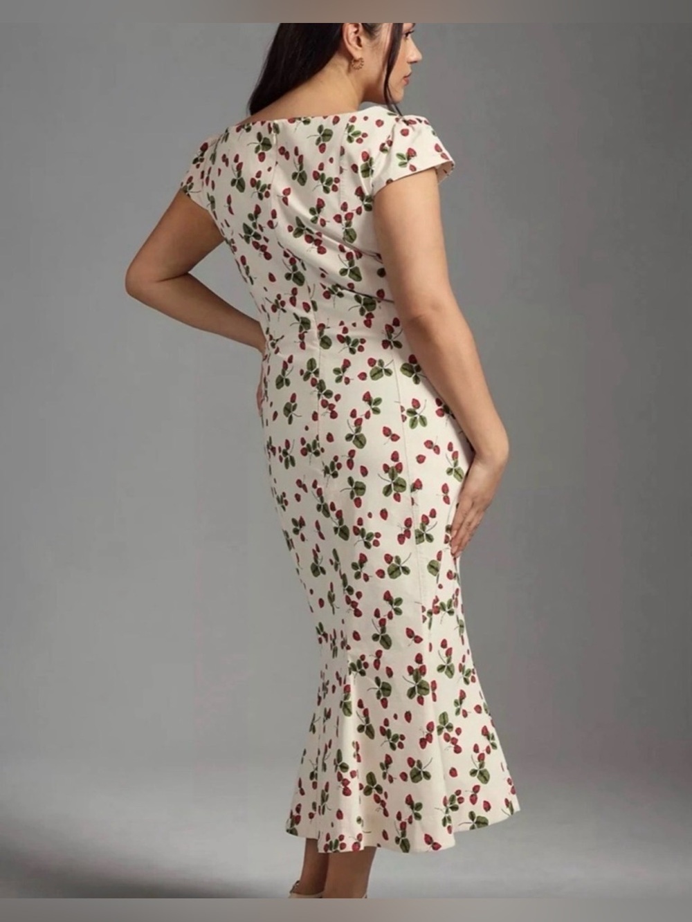 Anthropologie Midi Dress with strawberry print- size medium - Picture 3 of 10